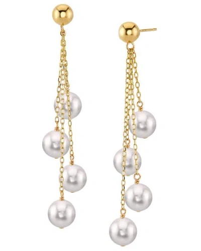 The Pearl Source White Akoya Pearl Luciane Earrings In Gold