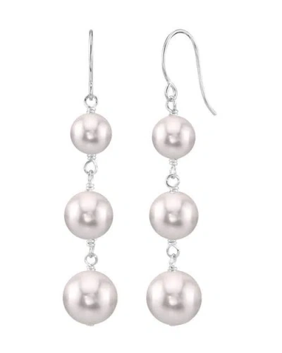The Pearl Source White Akoya Pearl Triple Drop Earrings In Gold