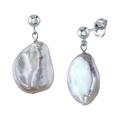 The Pearl Source White Freshwater Baroque Pearl Alaya Earrings In Sterling Silver