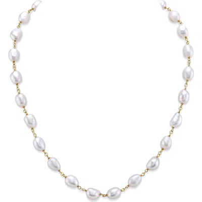 The Pearl Source White Freshwater Baroque Pearl Gemma Necklace In Multi