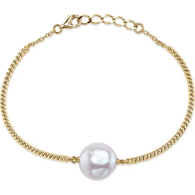 The Pearl Source White Freshwater Baroque Pearl June Bracelet In Yellow Gold Fill Base