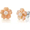 The Pearl Source White Freshwater Button In White And Coral