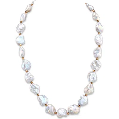The Pearl Source White Freshwater Cultured Keshi Pearl Amara Necklace For Women In Multi