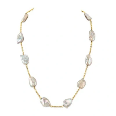 The Pearl Source White Freshwater Cultured Keshi Pearl Rhodes Necklace For Women In Multi