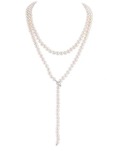 The Pearl Source White Freshwater Pearl Adjustable Lariat Y-shape 51 Inch Rope Length Necklace In Gold