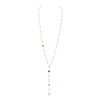 The Pearl Source White Freshwater Pearl Anika Necklace In Yellow Gold Fill