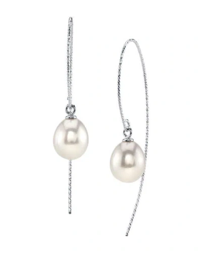 The Pearl Source White Freshwater Pearl Bonnie Earrings In Sterling Silver