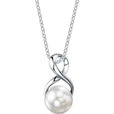 The Pearl Source White Freshwater Pearl Infinity Pendant In White Pearl