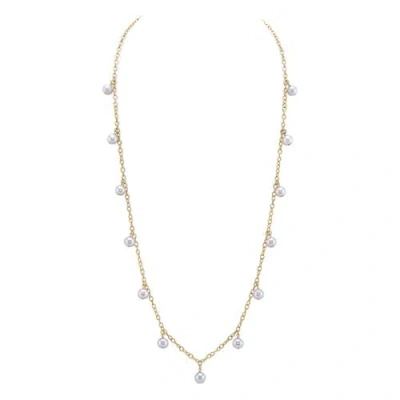 The Pearl Source White Freshwater Pearl Isabella Necklace In Gold