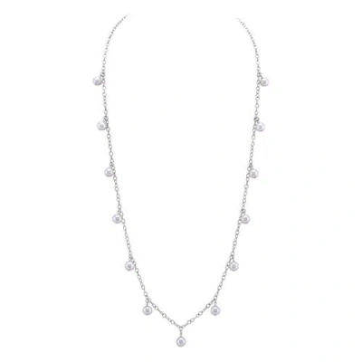 The Pearl Source White Freshwater Pearl Isabella Necklace In Metallic