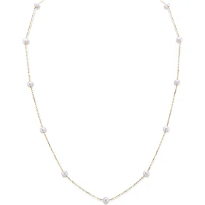 The Pearl Source White Freshwater Pearl Tincup Molly Necklace In Gold