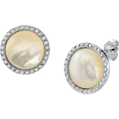 The Pearl Source White Mother Of Pearl Darcie Earrings In Sterling Silver