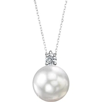 The Pearl Source White South Sea Pearl & Diamond Ellie Pendant In White Gold