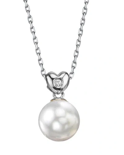 The Pearl Source White South Sea Pearl & Diamond Lev Pendant In White Gold