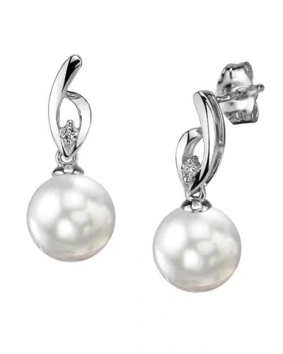 The Pearl Source White South Sea Pearl & Diamond Lois Earrings In Pink