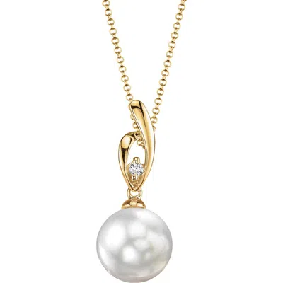 The Pearl Source White South Sea Pearl & Diamond Lois Pendant In Yellow Gold