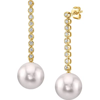 The Pearl Source White South Sea Pearl & Diamond Serena Earrings In Gold