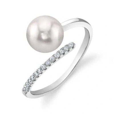 The Pearl Source White South Sea Pearl & Diamond Valentina Ring In White Gold