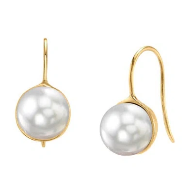 The Pearl Source White South Sea Pearl Harriett Earrings In Gold