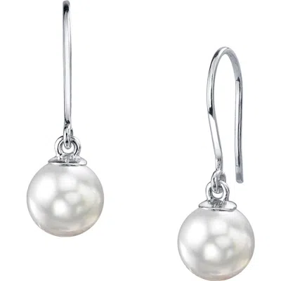 The Pearl Source White South Sea Pearl Linda Dangling Earrings In Gold