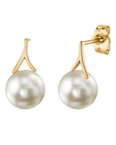 The Pearl Source White South Sea Pearl Lindsey Earrings In Yellow Gold