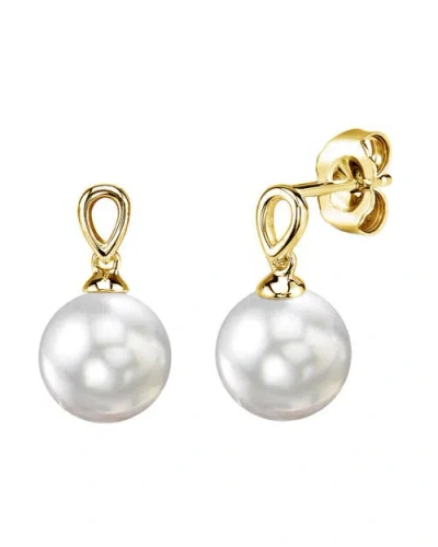 The Pearl Source White South Sea Pearl Sherry Earrings In Gold