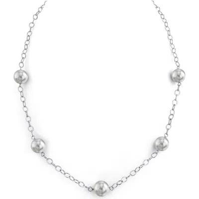 The Pearl Source White South Sea Round Pearl Tincup Necklace In Metallic