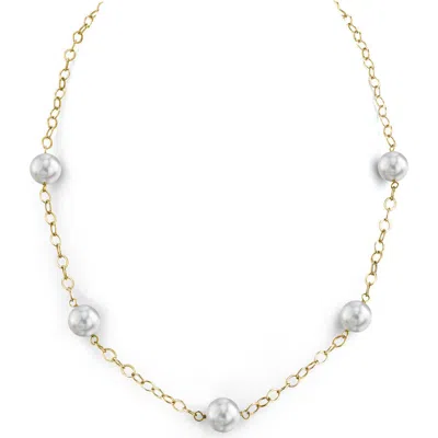 The Pearl Source White South Sea Round Pearl Tincup Necklace In Gold