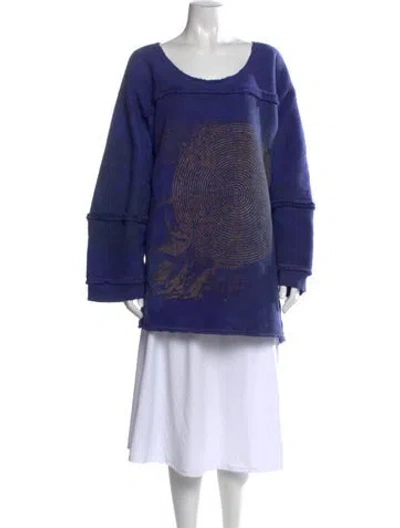 Pre-owned The People Of The Labyrinths Graphic Print Bateau Neckline Tunic In Blue