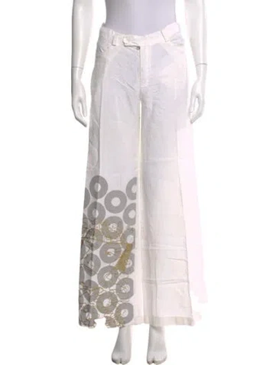 Pre-owned The People Of The Labyrinths Linen Wide Leg Pants In White