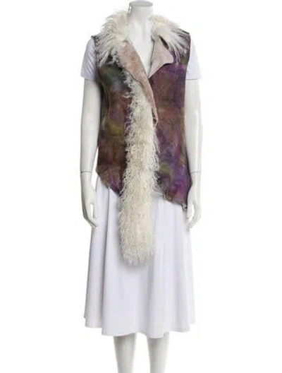Pre-owned The People Of The Labyrinths Shearling Printed Fur Jacket In Multi