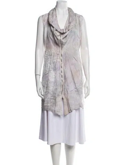 Pre-owned The People Of The Labyrinths Silk Printed Tunic In Purple