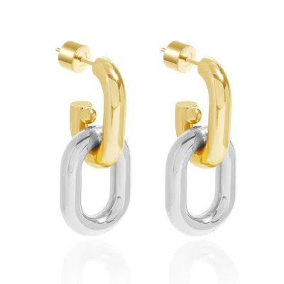 The Perfect Hoop Women's Gold / Silver The Industria Drop Hoop In Multi