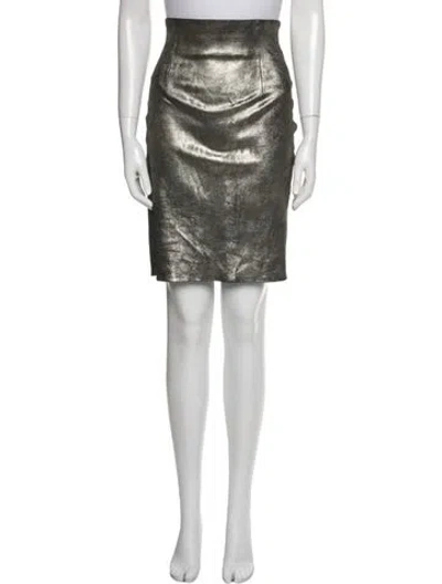 Pre-owned The Perfext Leather Knee-length Skirt In Gray