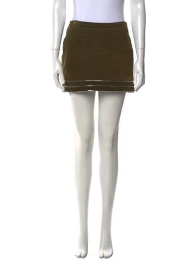 Pre-owned The Perfext Leather Mini Skirt In Green