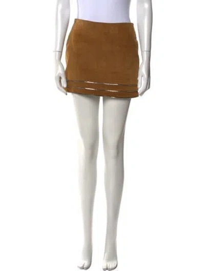 Pre-owned The Perfext Leather Mini Skirt In Neutral