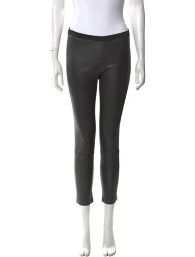 Pre-owned The Perfext Leather Skinny Leg Pants In Gray