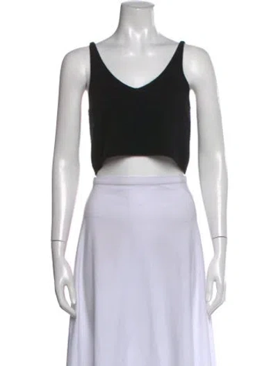 Pre-owned The Perfext V-neck Sleeveless Crop Top In Black