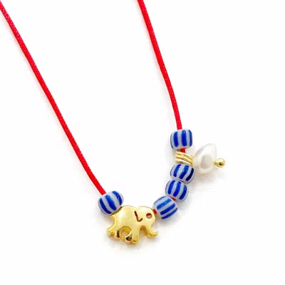 The Pheia Women's Gold Elephant Charm Cord Necklace