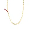 The Pheia Women's Gold Paperclip Chain Necklace With Red String In Gold