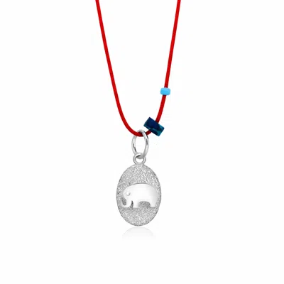 The Pheia Women's Red String Elephant Silver Necklace In Brown