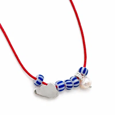 The Pheia Women's Silver Cloud Charm Adjustable Cord Necklace