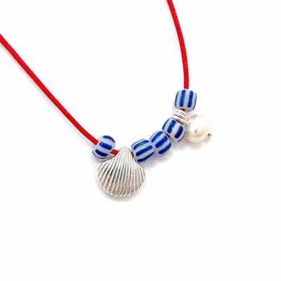 The Pheia Women's Silver Shell Charm Cord Necklace