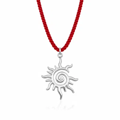 The Pheia Women's Silver Sun Pendant Cord Necklace In Pink