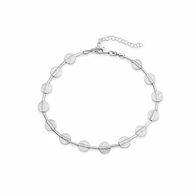 The Pheia Women's Silver Textured Disc Anklet