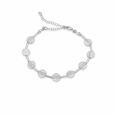 The Pheia Women's Silver Textured Disc Bracelet In Pattern