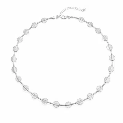 The Pheia Women's Textured Disc Silver Necklace