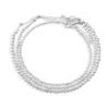 The Pheia Women's Triple Silver Layer Bead Anklet In Metallic