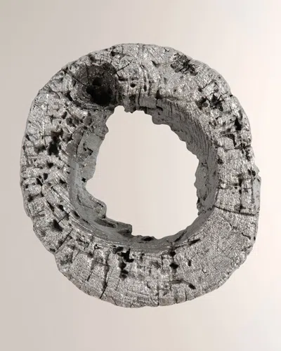 The Phillips Collection Cast Eroded Wood Circle Wall Tile In Silver