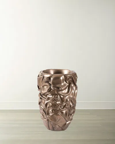 The Phillips Collection Drape Planter, Liquid Silver In Polished Bronze